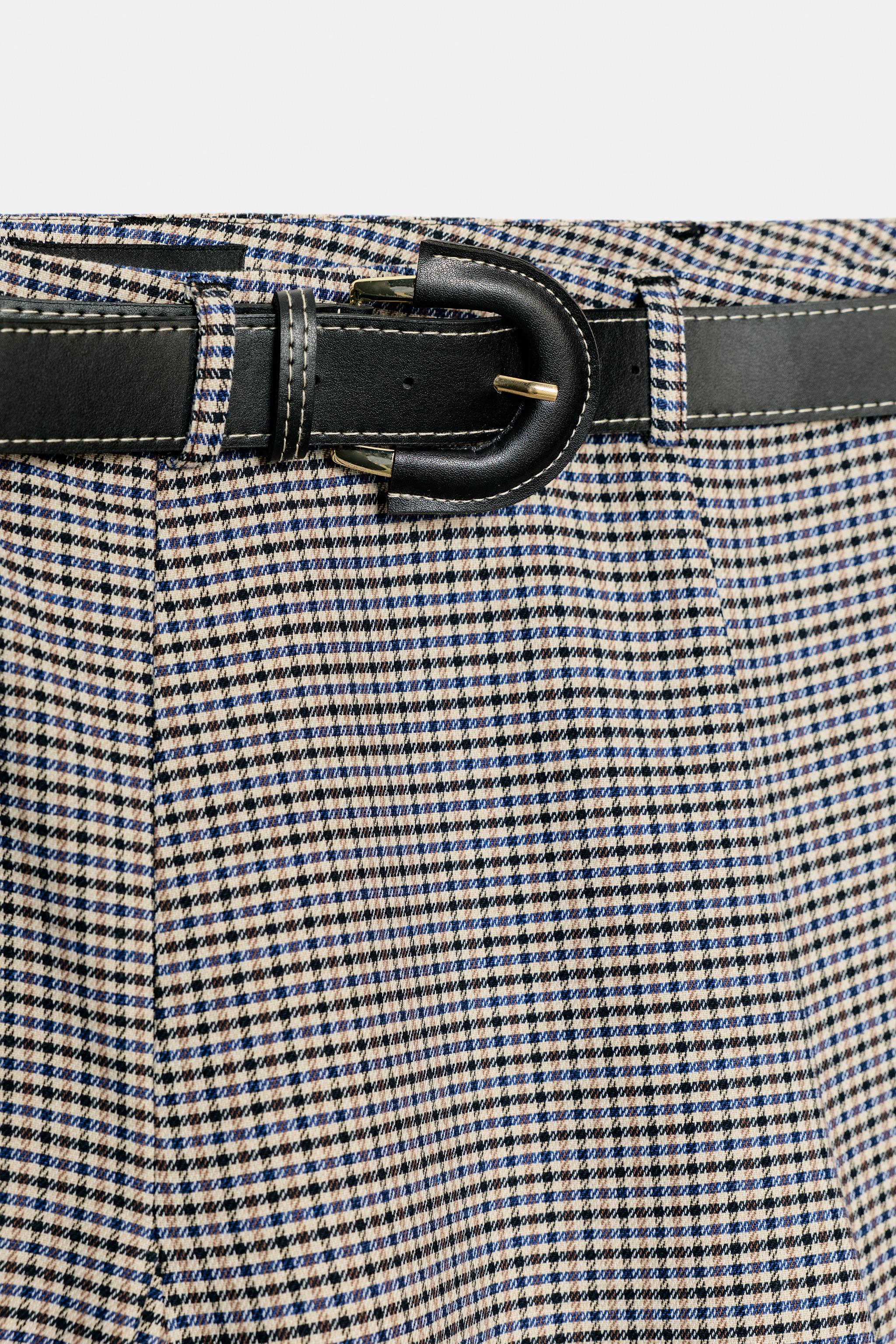 PLAID MIDI SKIRT WITH BELT